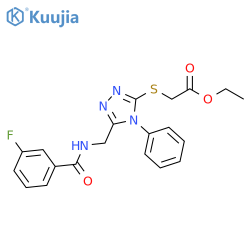 ethyl 2-(5-{(3-fluorophenyl)formamidomethyl}-4-phenyl-4H-1,2,4-triazol-3-yl)sulfanylacetate structure