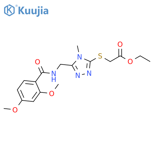 ethyl 2-(5-{(2,4-dimethoxyphenyl)formamidomethyl}-4-methyl-4H-1,2,4-triazol-3-yl)sulfanylacetate structure