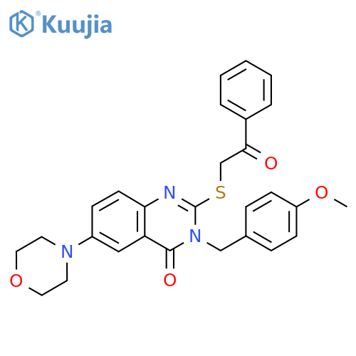3-[(4-Methoxyphenyl)methyl]-6-morpholin-4-yl-2-phenacylsulfanylquinazolin-4-one structure