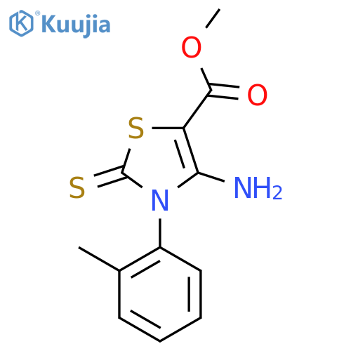 methyl 4-amino-3-(2-methylphenyl)-2-sulfanylidene-2,3-dihydro-1,3-thiazole-5-carboxylate structure
