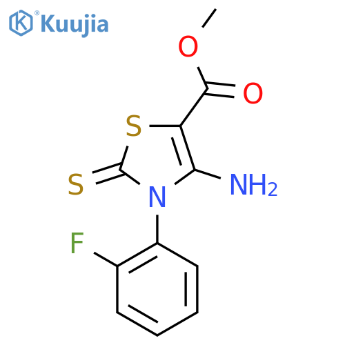 methyl 4-amino-3-(2-fluorophenyl)-2-sulfanylidene-2,3-dihydro-1,3-thiazole-5-carboxylate structure