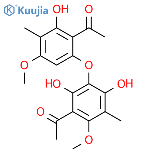 1-[6-(3-acetyl-2,6-dihydroxy-4-methoxy-5-methylphenoxy)-2-hydroxy-4-methoxy-3-methylphenyl]ethanone structure