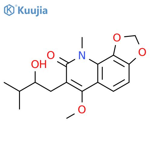 1,3-Dioxolo[4,5-h]quinolin-8(9H)-one, 7-(2-hydroxy-3-methylbutyl)-6-methoxy-9-methyl- (9CI) structure