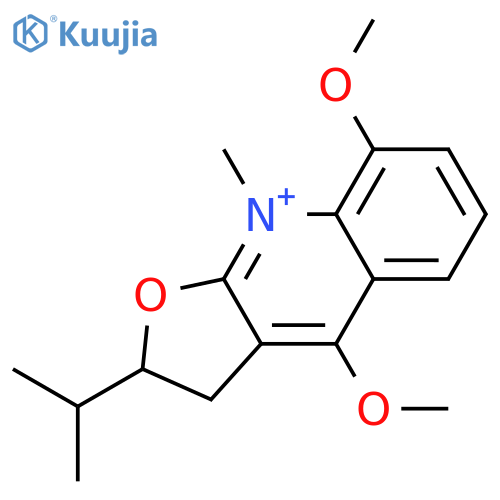 (2R)-4,8-dimethoxy-9-methyl-2-(1-methylethyl)-2,3-dihydrofuro[2,3-b]quinolin-9-ium structure