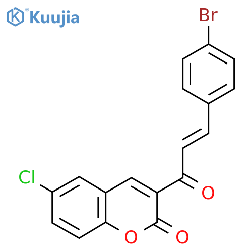 3-(2E)-3-(4-bromophenyl)prop-2-enoyl-6-chloro-2H-chromen-2-one structure