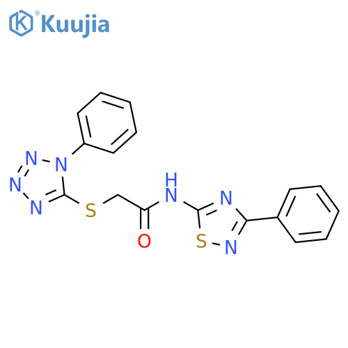 N-(3-phenyl-1,2,4-thiadiazol-5-yl)-2-(1-phenyl-1H-1,2,3,4-tetrazol-5-yl)sulfanylacetamide structure
