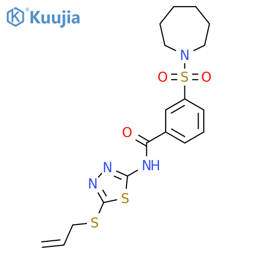 3-(azepane-1-sulfonyl)-N-5-(prop-2-en-1-ylsulfanyl)-1,3,4-thiadiazol-2-ylbenzamide structure