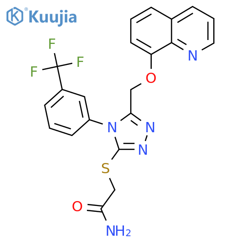 2-({5-(quinolin-8-yloxy)methyl-4-3-(trifluoromethyl)phenyl-4H-1,2,4-triazol-3-yl}sulfanyl)acetamide structure