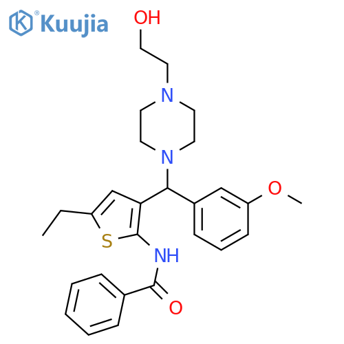 N-(5-ethyl-3-{4-(2-hydroxyethyl)piperazin-1-yl(3-methoxyphenyl)methyl}thiophen-2-yl)benzamide structure