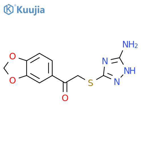 2-(5-amino-1H-1,2,4-triazol-3-yl)sulfanyl-1-(2H-1,3-benzodioxol-5-yl)ethan-1-one structure