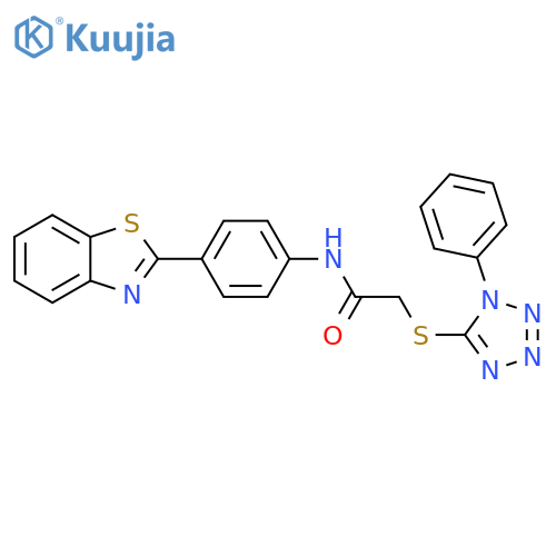 N-[4-(1,3-benzothiazol-2-yl)phenyl]-2-[(1-phenyl-1H-1,2,3,4-tetrazol-5-yl)sulfanyl]acetamide structure