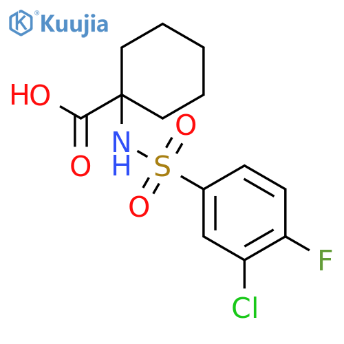 1-(3-chloro-4-fluorobenzenesulfonamido)cyclohexane-1-carboxylic acid structure