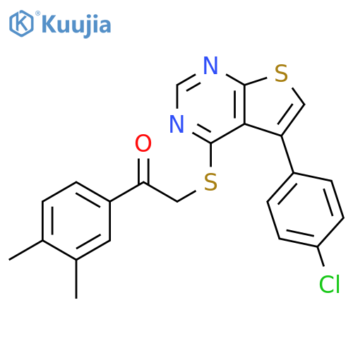 2-{5-(4-chlorophenyl)thieno2,3-dpyrimidin-4-ylsulfanyl}-1-(3,4-dimethylphenyl)ethan-1-one structure