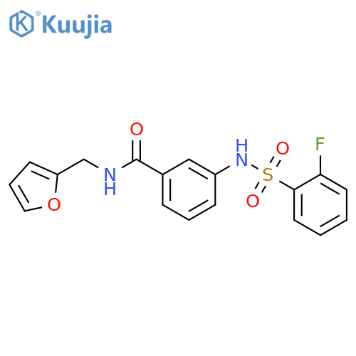 3-(2-fluorobenzenesulfonamido)-N-(furan-2-yl)methylbenzamide structure