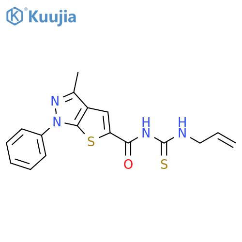 1-{3-methyl-1-phenyl-1H-thieno[2,3-c]pyrazole-5-carbonyl}-3-(prop-2-en-1-yl)thiourea structure