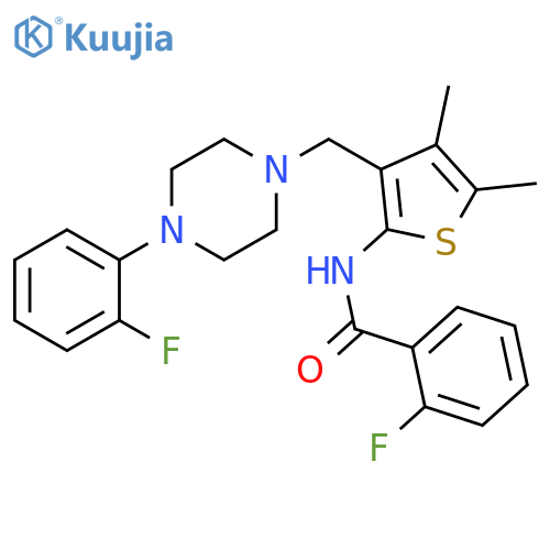 2-fluoro-N-(3-{4-(2-fluorophenyl)piperazin-1-ylmethyl}-4,5-dimethylthiophen-2-yl)benzamide structure