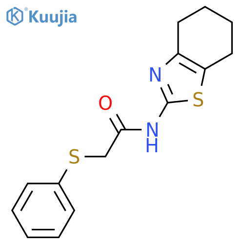 2-(phenylsulfanyl)-N-(4,5,6,7-tetrahydro-1,3-benzothiazol-2-yl)acetamide structure