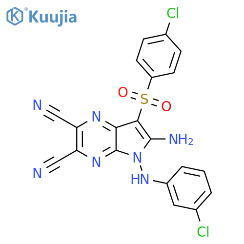 6-Amino-5-(3-chloroanilino)-7-(4-chlorophenyl)sulfonylpyrrolo[2,3-b]pyrazine-2,3-dicarbonitrile structure