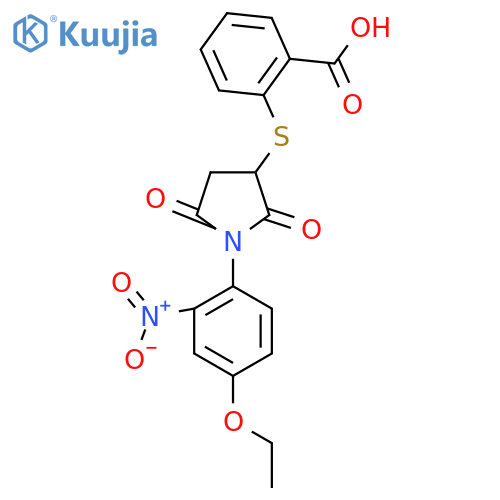 2-{1-(4-ethoxy-2-nitrophenyl)-2,5-dioxopyrrolidin-3-ylsulfanyl}benzoic acid structure