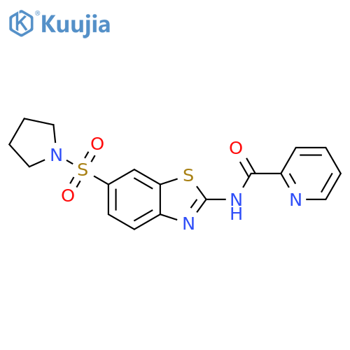 N-6-(pyrrolidine-1-sulfonyl)-1,3-benzothiazol-2-ylpyridine-2-carboxamide structure