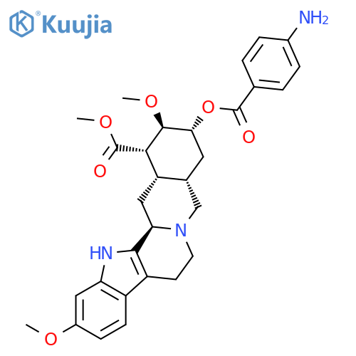 methyl (3beta,16beta,17alpha,18beta,20alpha)-18-[(4-aminobenzoyl)oxy]-11,17-dimethoxyyohimban-16-carboxylate structure