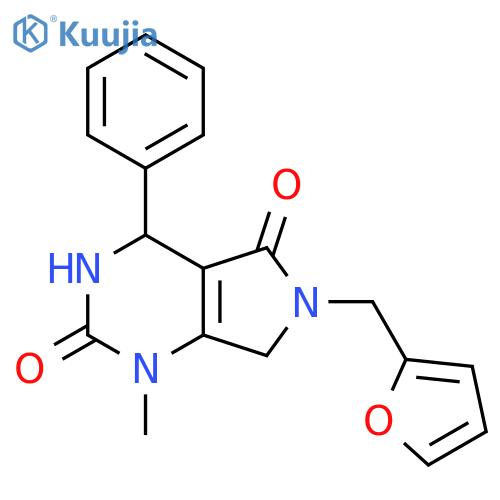 6-(furan-2-ylmethyl)-1-methyl-4-phenyl-4,7-dihydro-3H-pyrrolo[3,4-d]pyrimidine-2,5-dione structure