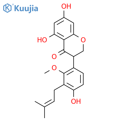 4H-1-Benzopyran-4-one,2,3-dihydro-5,7-dihydroxy-3-[4-hydroxy-2-methoxy-3-(3-methyl-2-buten-1-yl)phenyl]-,(-)- structure