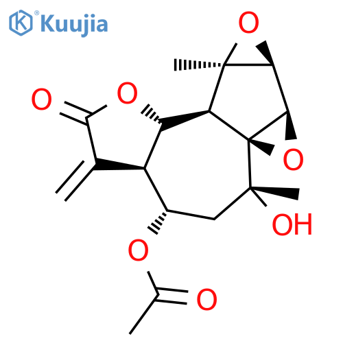 (3aR,4S,6R,6aS,7aR,7bS,8aR,8bS,8cS)-6-hydroxy-6,8a-dimethyl-3-methylidene-2-oxodecahydro-4H-bisoxireno[2,3:1,8a]azuleno[4,5-b]furan-4-yl acetate structure