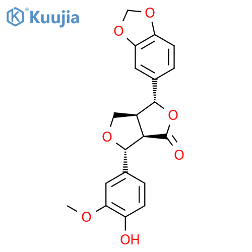 1H,3H-Furo[3,4-c]furan-1-one,3-(1,3-benzodioxol-5-yl)tetrahydro-6-(4-hydroxy-3-methoxyphenyl)-,(3R,3aS,6R,6aR)- structure