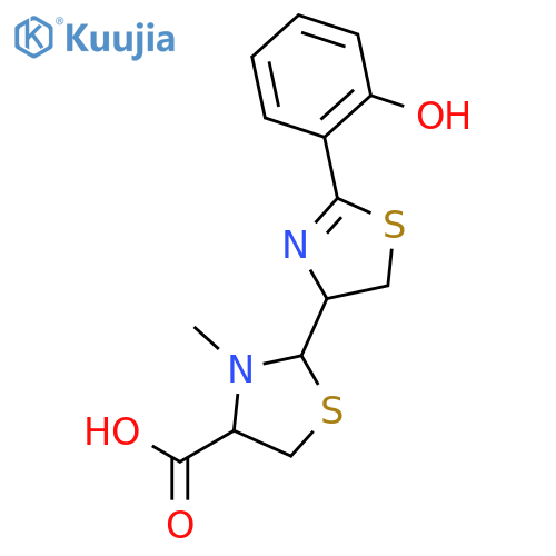 4-Thiazolidinecarboxylicacid, 2-[(4R)-4,5-dihydro-2-(2-hydroxyphenyl)-4-thiazolyl]-3-methyl-, (2R,4R)- structure