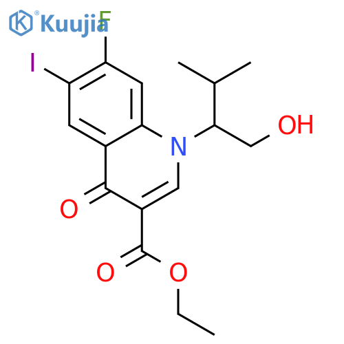 (S)-Ethyl 7-fluoro-1-(1-hydroxy-3-methylbutan-2-yl)-6-iodo-4-oxo-1,4-dihydroquinoline-3-carboxylate structure