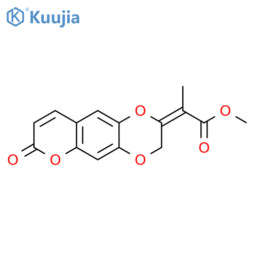 Propanoic acid,2-(7-oxo-7H-pyrano[2,3-g]-1,4-benzodioxin-2(3H)-ylidene)-, methyl ester, (2E)- structure