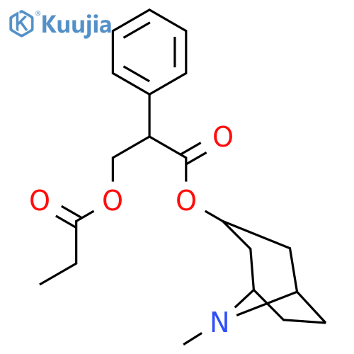 (8-methyl-8-azabicyclo[3.2.1]octan-3-yl) 2-phenyl-3-propanoyloxypropanoate structure