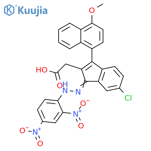 1H-Indene-2-acetic acid,6-chloro-1-[(2,4-dinitrophenyl)hydrazono]-3-(4-methoxy-1-naphthalenyl)- structure