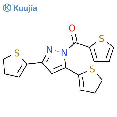 3,5-bis(thiophen-2-yl)-1-(thiophene-2-carbonyl)-4,5-dihydro-1H-pyrazole structure