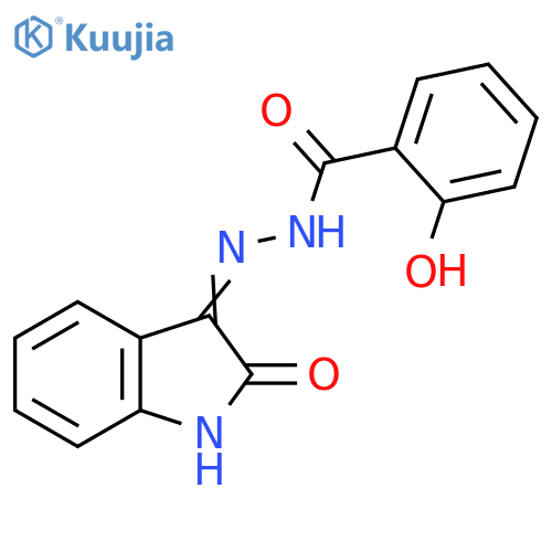 Benzoic acid, 2-hydroxy-, 2-(1,2-dihydro-2-oxo-3H-indol-3-ylidene)hydrazide structure