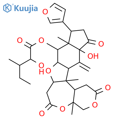 (4aS,7aS,8aR,9R,9aR,12aS,13aR,13bR,13cR)-10-(furan-3-yl)-12a-hydroxy-4a,9a,13b-trimethyl-13-methylidene-2,6,12-trioxohexadecahydro-2H,6H-indeno[5',6':4,5]furo[3,2-d]pyrano[3,4-b]oxepin-9-yl (3R)-2-hydroxy-3-methylpentanoate structure