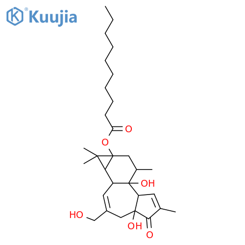 Decanoic acid,(1aR,1bS,4aR,7aS,7bR,8R,9aS)-1,1a,1b,4,4a,5,7a,7b,8,9-decahydro-4a,7b-dihydroxy-3-(hydroxymethyl)-1,1,6,8-tetramethyl-5-oxo-9aH-cyclopropa[3,4]benz[1,2-e]azulen-9a-ylester (9CI) structure