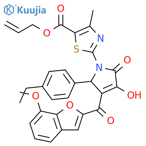 prop-2-en-1-yl 2-{2-(4-ethylphenyl)-4-hydroxy-3-[(7-methoxy-1-benzofuran-2-yl)carbonyl]-5-oxo-2,5-dihydro-1H-pyrrol-1-yl}-4-methyl-1,3-thiazole-5-carboxylate structure