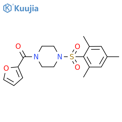 1-(furan-2-carbonyl)-4-(2,4,6-trimethylbenzenesulfonyl)piperazine structure