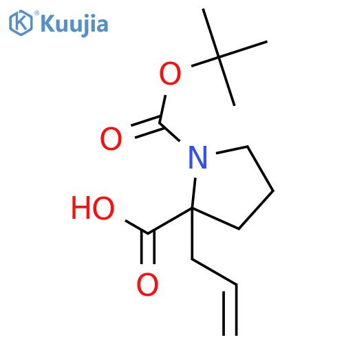 (2S)-2-allyl-1-tert-butoxycarbonyl-pyrrolidine-2-carboxylic acid structure