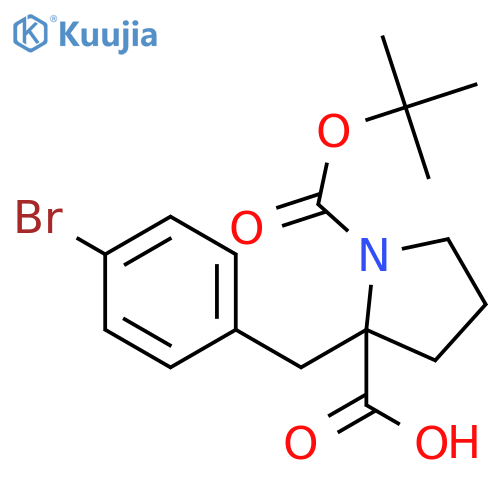 (R)-2-(4-Bromobenzyl)-1-(tert-butoxycarbonyl)pyrrolidine-2-carboxylic acid structure