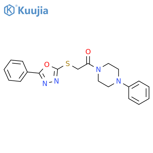 2-(5-phenyl-1,3,4-oxadiazol-2-yl)sulfanyl-1-(4-phenylpiperazin-1-yl)ethan-1-one structure