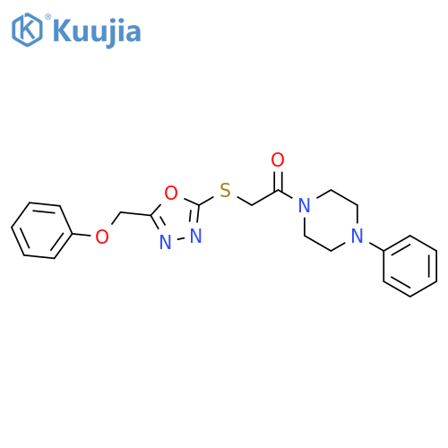 2-{5-(phenoxymethyl)-1,3,4-oxadiazol-2-ylsulfanyl}-1-(4-phenylpiperazin-1-yl)ethan-1-one structure