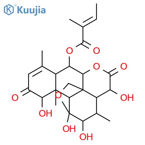 Picras-3-ene-2,16-dione, 11,20-epoxy-1,11,12,15-tetrahydroxy-6-[(2-methyl-1-oxo-2-butenyl)oxy]-, [1.β.,6.α.(e),11.β.,12.α.,15.β.]- structure