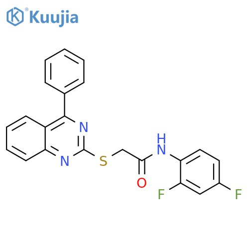 N-(2,4-difluorophenyl)-2-(4-phenylquinazolin-2-yl)sulfanylacetamide structure