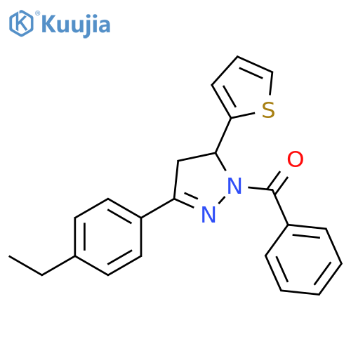 1-benzoyl-3-(4-ethylphenyl)-5-(thiophen-2-yl)-4,5-dihydro-1H-pyrazole structure