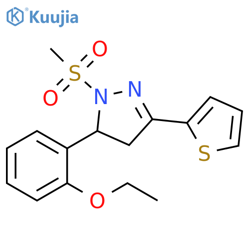 5-(2-ethoxyphenyl)-1-methanesulfonyl-3-(thiophen-2-yl)-4,5-dihydro-1H-pyrazole structure