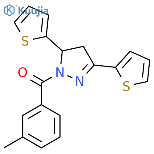 1-(3-methylbenzoyl)-3,5-bis(thiophen-2-yl)-4,5-dihydro-1H-pyrazole structure
