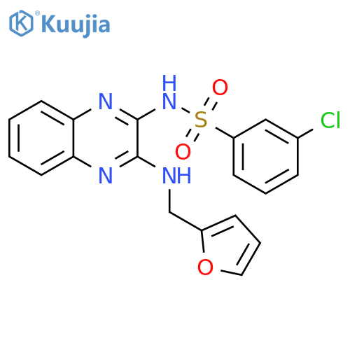 3-chloro-N-(3-{(furan-2-yl)methylamino}quinoxalin-2-yl)benzene-1-sulfonamide structure